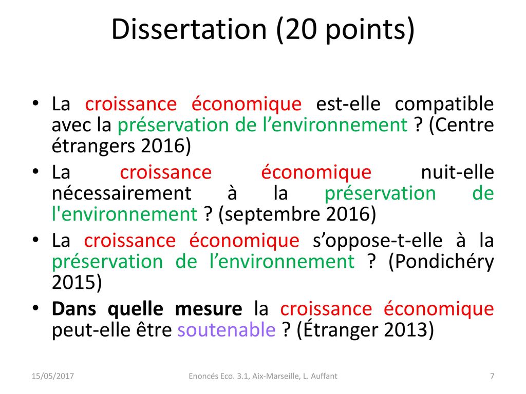 Dissertation sur croissance economique